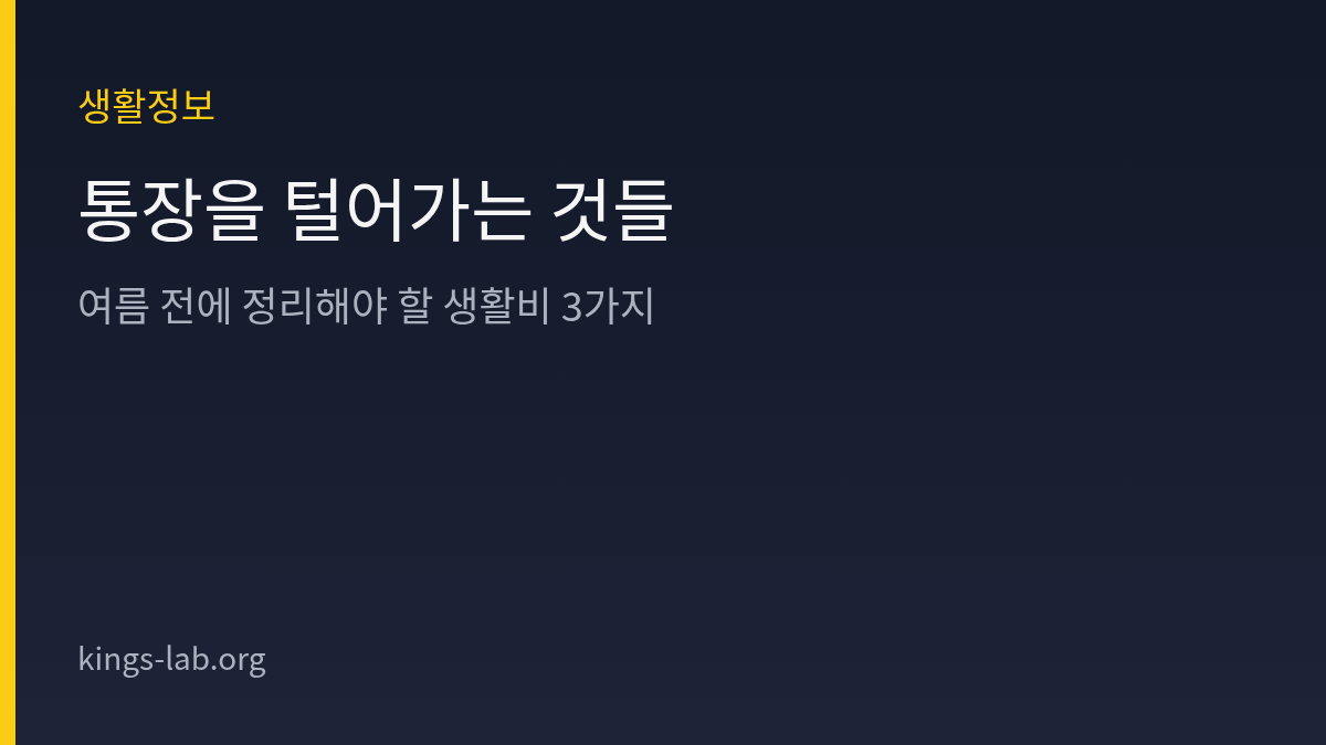 통장을 털어가는 것들 — 여름 전에 정리해야 할 생활비 3가지 썸네일