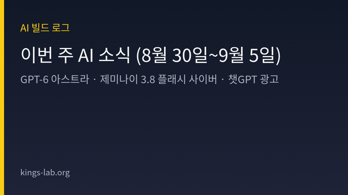 이번 주 AI 소식 — GPT-6 아스트라 사이버 최고 등급, 제미나이 3.8 플래시 사이버, 챗GPT 광고 연 10억 달러 썸네일